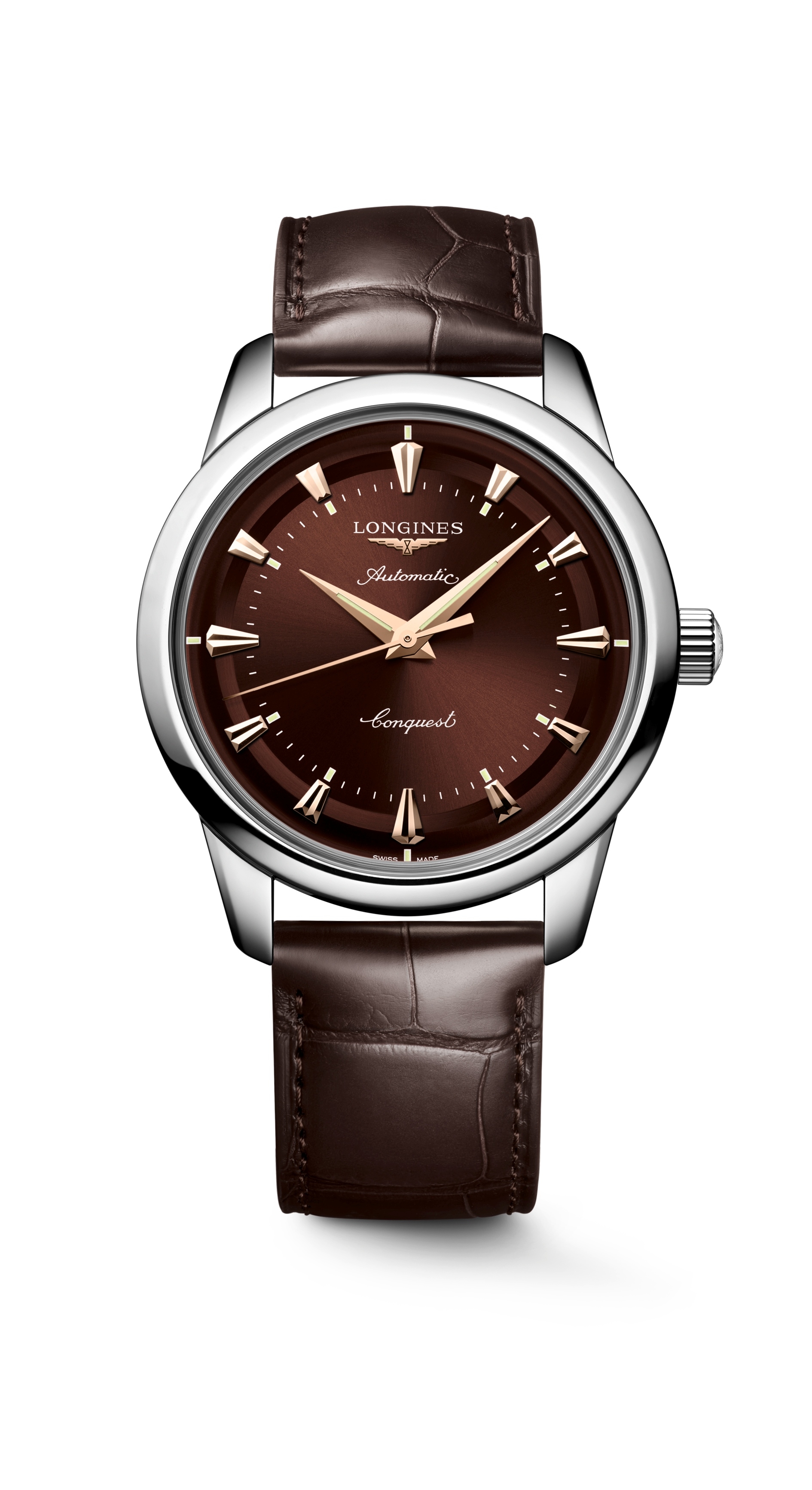 稼働 LONGINES ベリーハイプレシジョン 腕時計 デイト レザー b LONGINES CONQUEST HERITAGE CENTRAL POWER RESERVE ロンジン